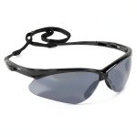KleenGuard™ V30 Nemesis™ Safety Glasses (25688), with Mirror Coating, Smoke Lenses, Black Frame, Unisex Sunglasses for Men and Women (Qty 12)-0