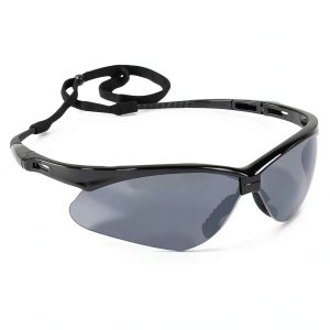 KleenGuard™ V30 Nemesis™ Safety Glasses (25688), with Mirror Coating, Smoke Lenses, Black Frame, Unisex Sunglasses for Men and Women (Qty 12)-0