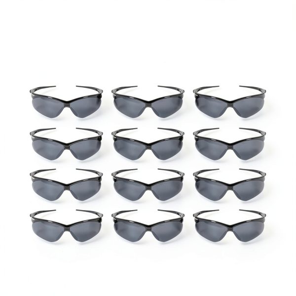 KleenGuard™ V30 Nemesis™ Safety Glasses (25688), with Mirror Coating, Smoke Lenses, Black Frame, Unisex Sunglasses for Men and Women (Qty 12)-1