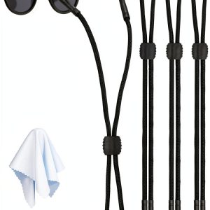 Glasses Strap 3 Pcs Adjustable Eyewear Retainer by HEBEILF Black-0