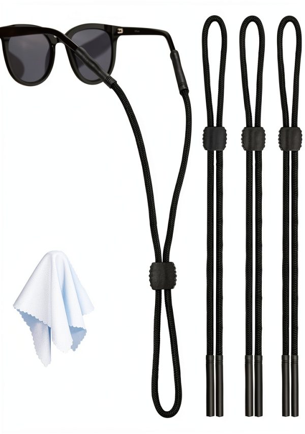 Glasses Strap 3 Pcs Adjustable Eyewear Retainer by HEBEILF Black-0