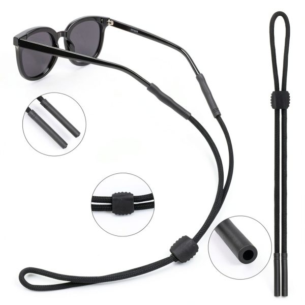 Glasses Strap 3 Pcs Adjustable Eyewear Retainer by HEBEILF Black-1